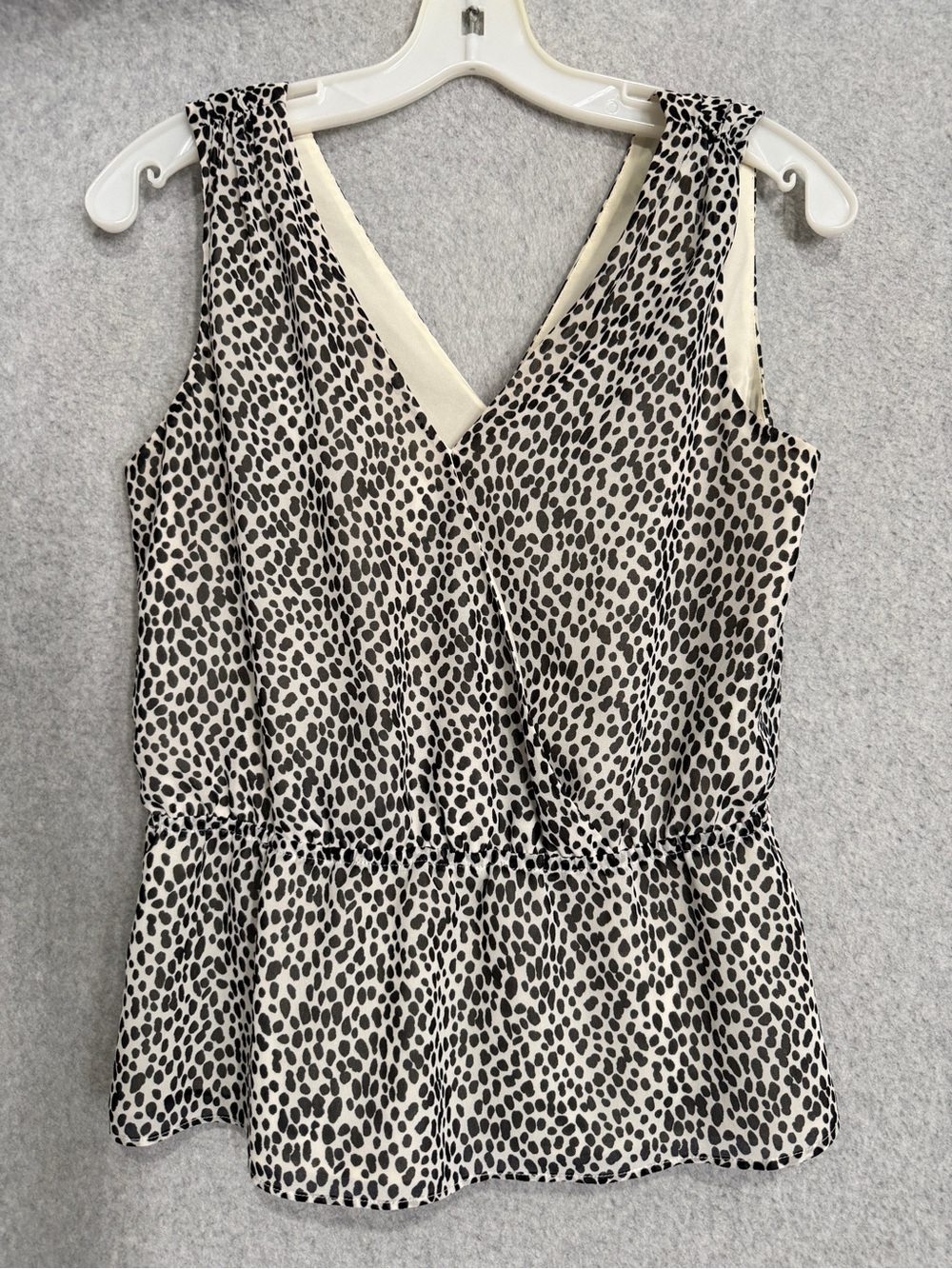 Banana Republic Black and White Printed V-Neck Peplum Camisole